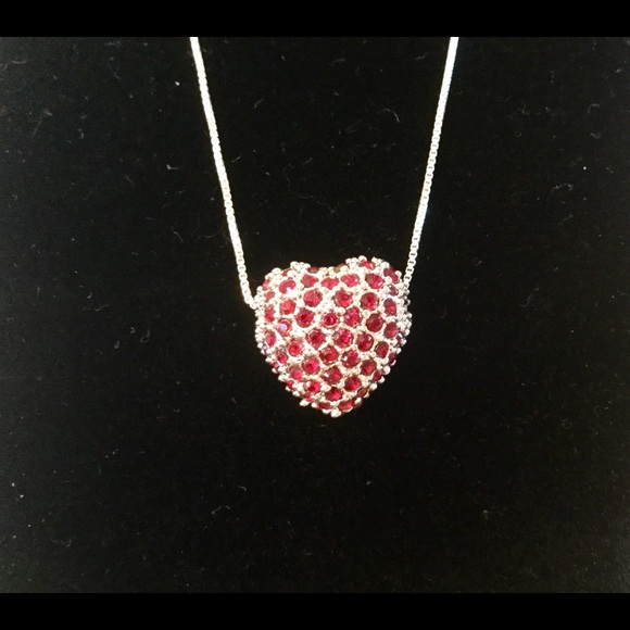 SOLD. Red Swarovski Crystals Heart Pendant - Picture 3 of 4